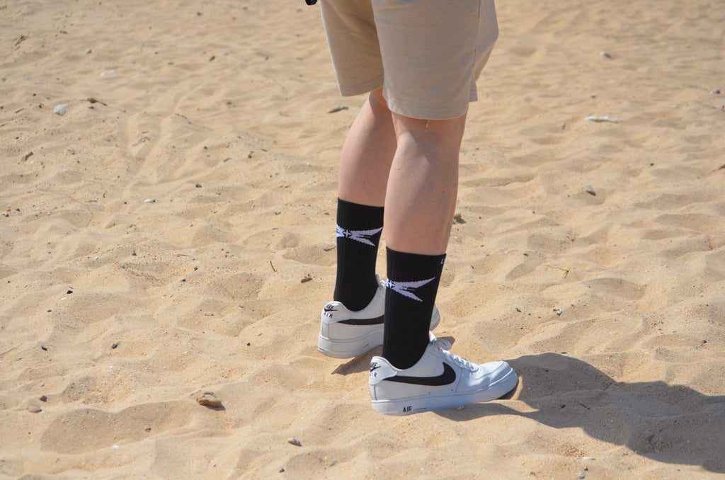 Calcetines Crew Deportivos Largos | Pack-3 Negro