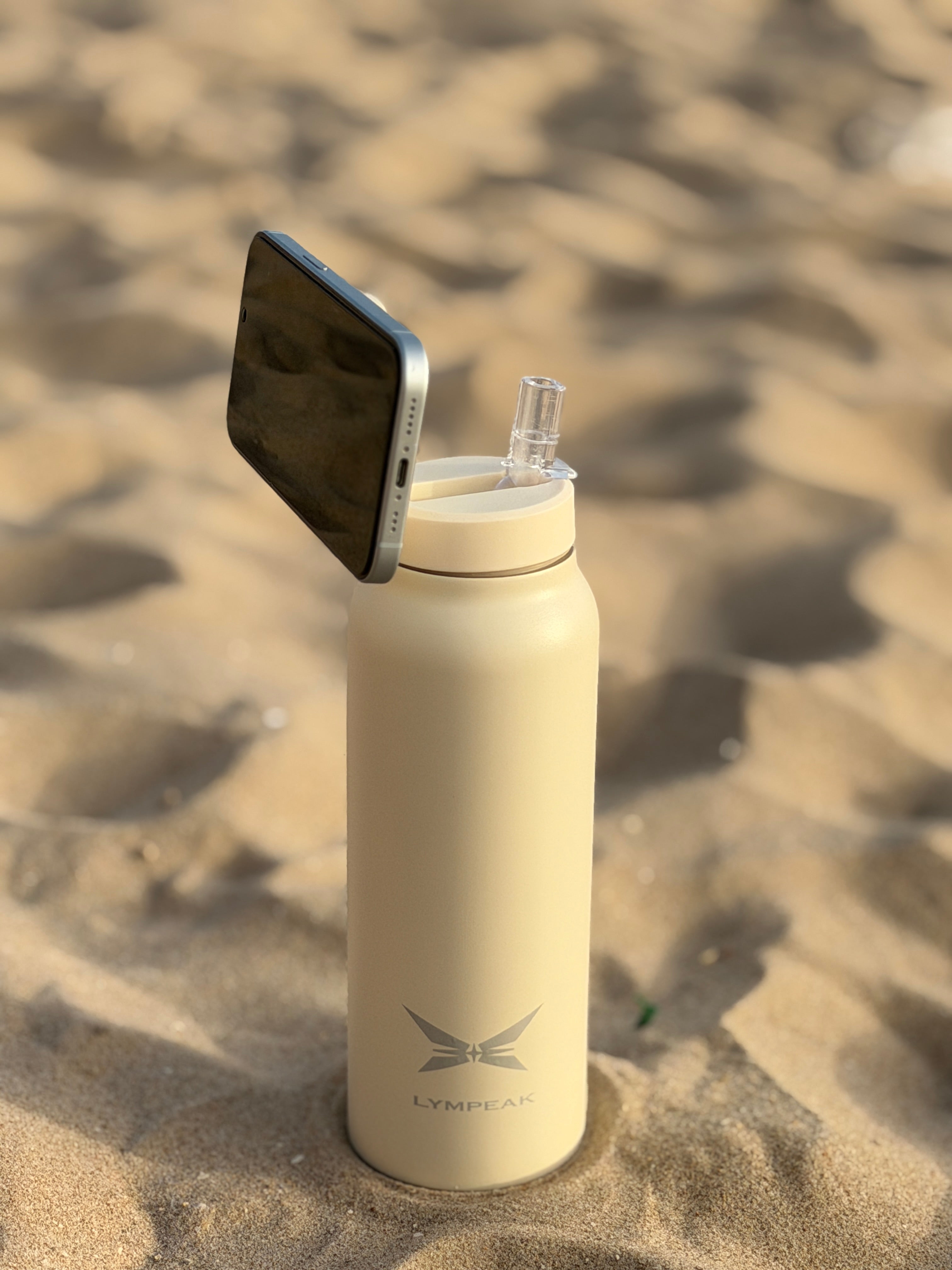 GEZEN | Botella Deportiva con Anillo Magnético 710 ml - Blanco Ivory