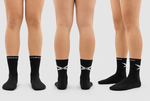 Calcetines Crew Deportivos Largos | Pack-3 Negro