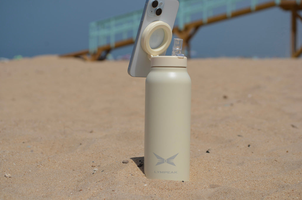 GEZEN | Botella Deportiva con Anillo Magnético 710 ml - Blanco Ivory