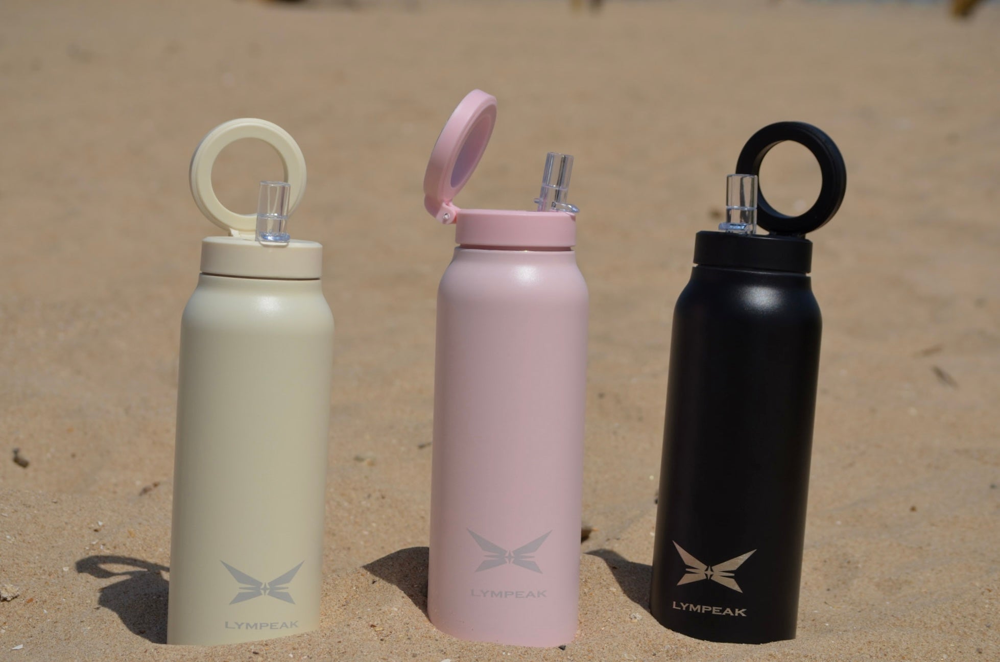 GEZEN | Botella Deportiva con Anillo Magnético 710 ml - Blanco Ivory