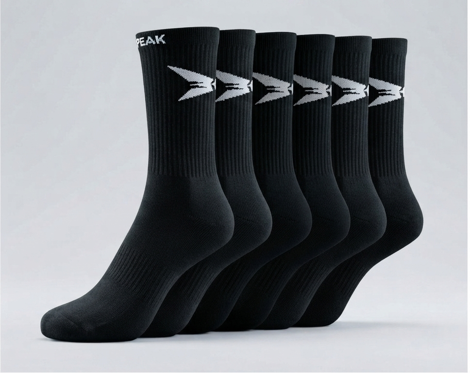 Calcetines Crew Deportivos Largos | Pack-3 Negro