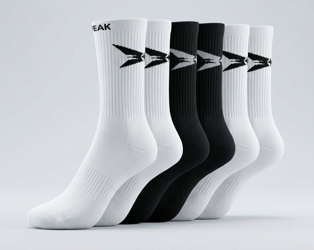 Calcetines Deportivos Largos Crew | Pack-3 B&W