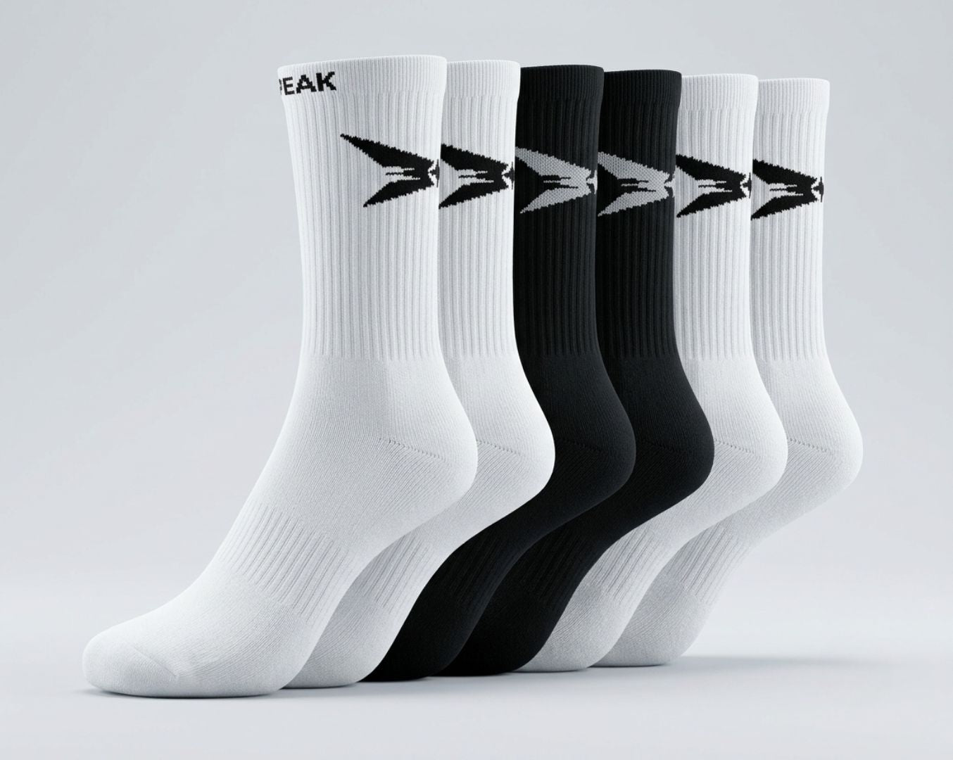 Calcetines Deportivos Largos Crew | Pack-3 B&W