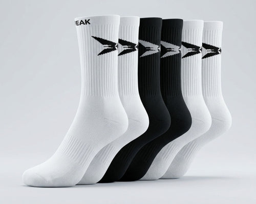 Calcetines Deportivos Largos Crew | Pack-3 B&W